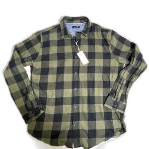 Jack And Jones Cotton Size XXL Green And Black Twill Shirt Long Sleeve New NWT